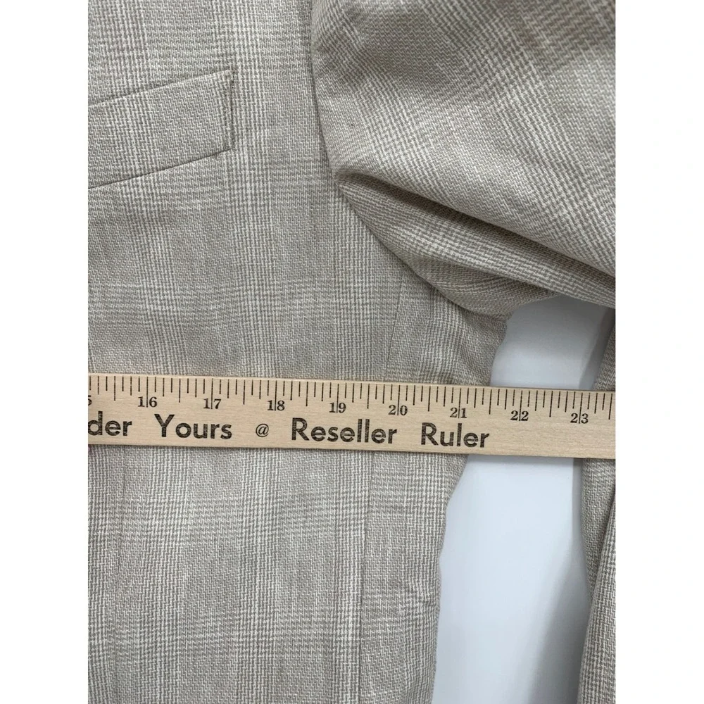 Banana Republic Blazer Mens 42R Beige Glen Plaid Linen Blend Two Button Jacket